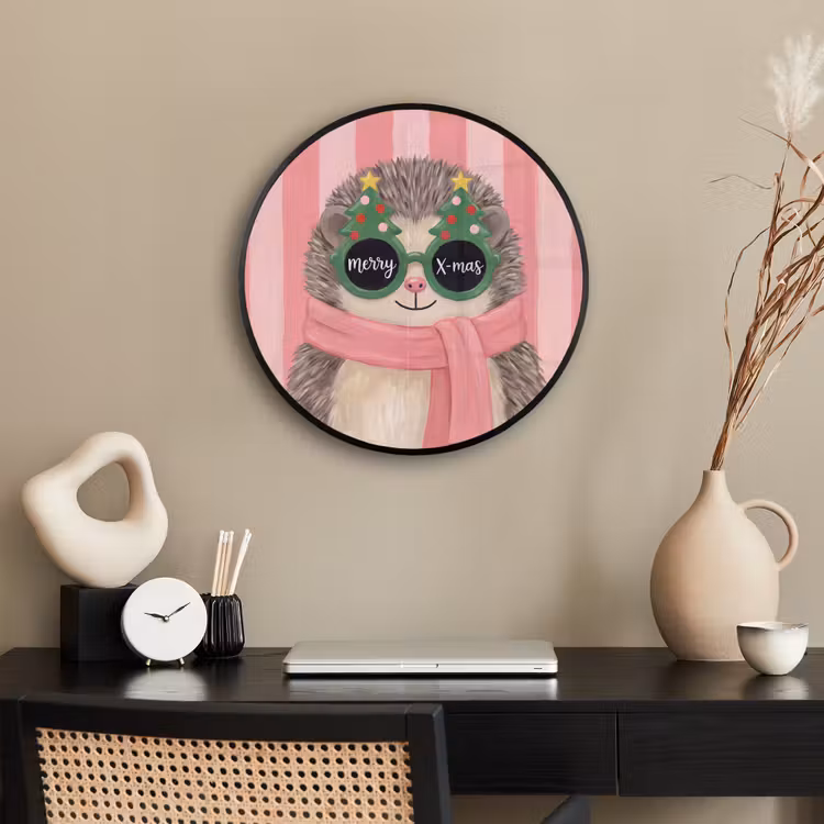 Ronde fotolijst - Egel - Kerst - Illustratie — 3