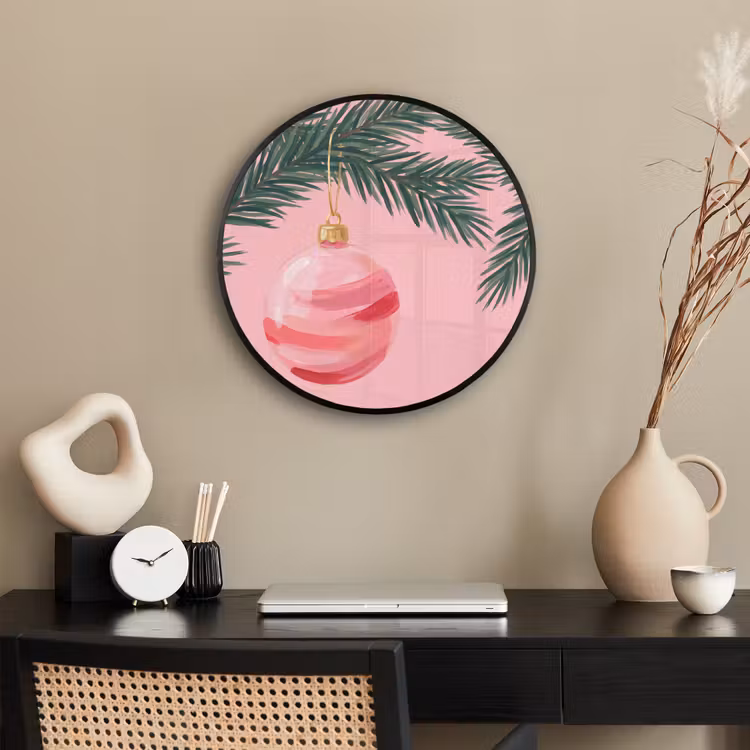 Ronde fotolijst - Kerstbal - Roze - Kerst — 3