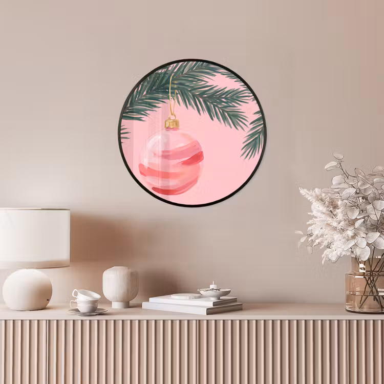Ronde fotolijst - Kerstbal - Roze - Kerst — 5