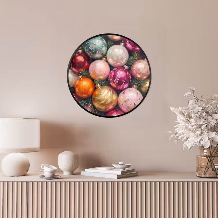 Ronde fotolijst - Kerstballen - Kleurrijk - Feest — 5