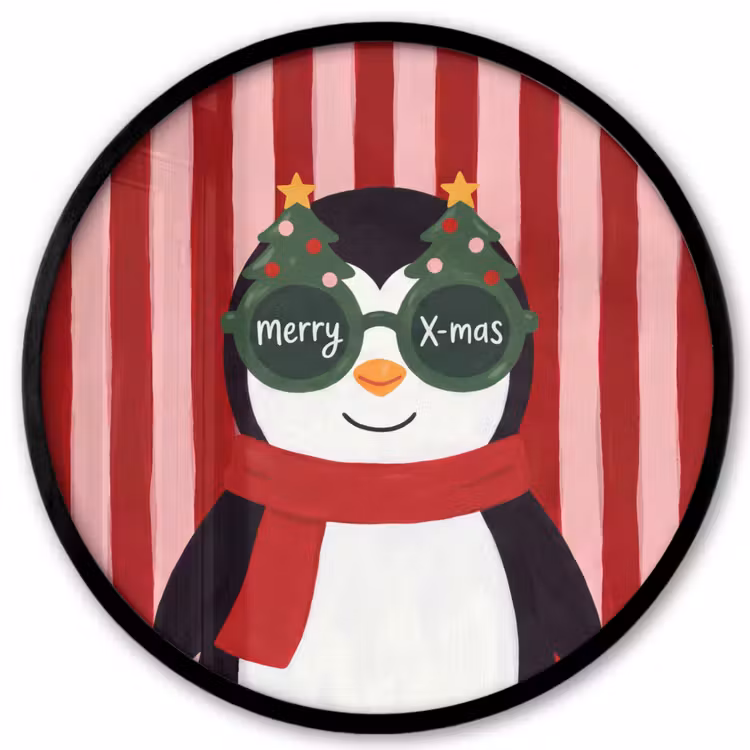 Ronde fotolijst - Pinguïn - Kerst - Illustratie — 1