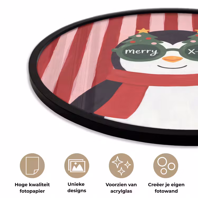 Ronde fotolijst - Pinguïn - Kerst - Illustratie — 2