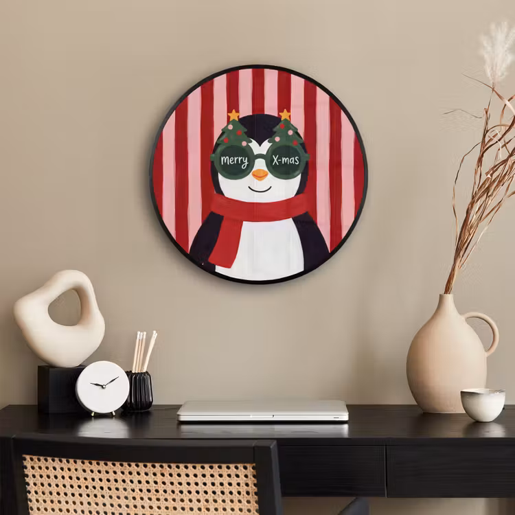Ronde fotolijst - Pinguïn - Kerst - Illustratie — 3
