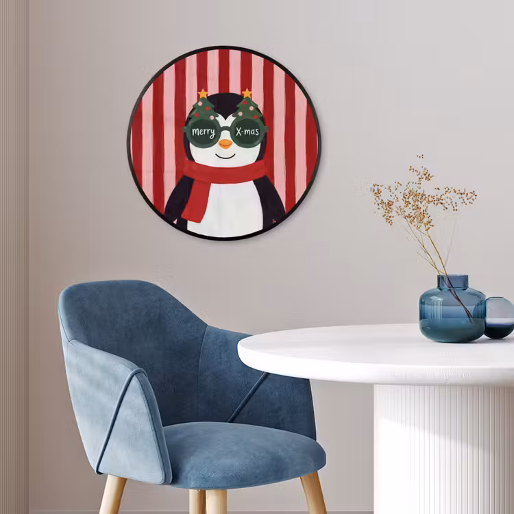 Ronde fotolijst - Pinguïn - Kerst - Illustratie — 4