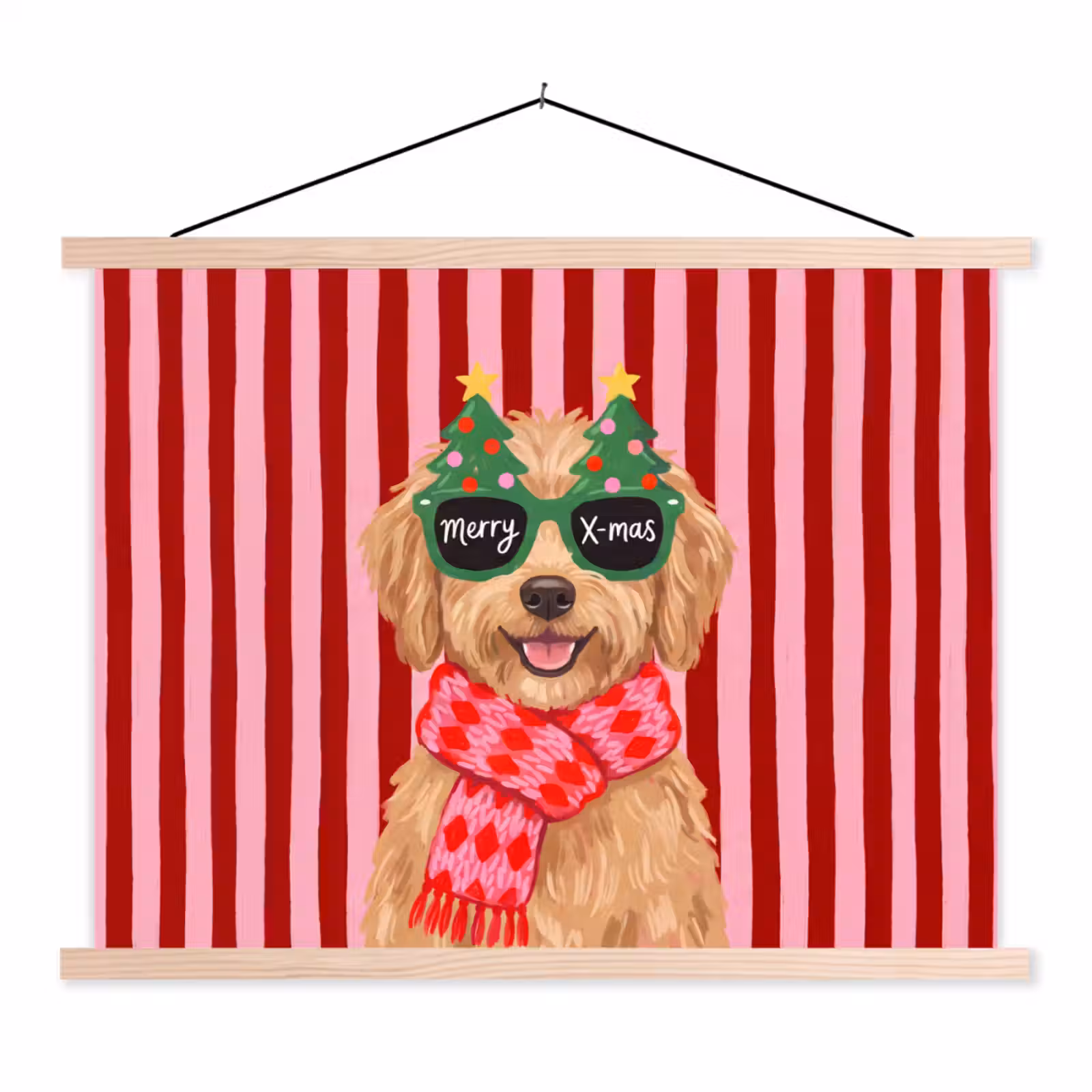Schoolplaat - Hond - Kerst - Rood — 1