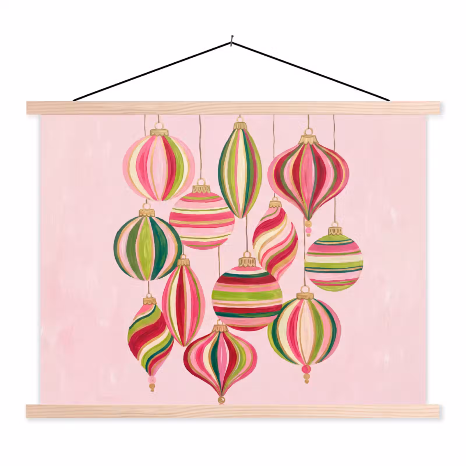 Schoolplaat - Kerstversiering - Gestreept - Roze — 1