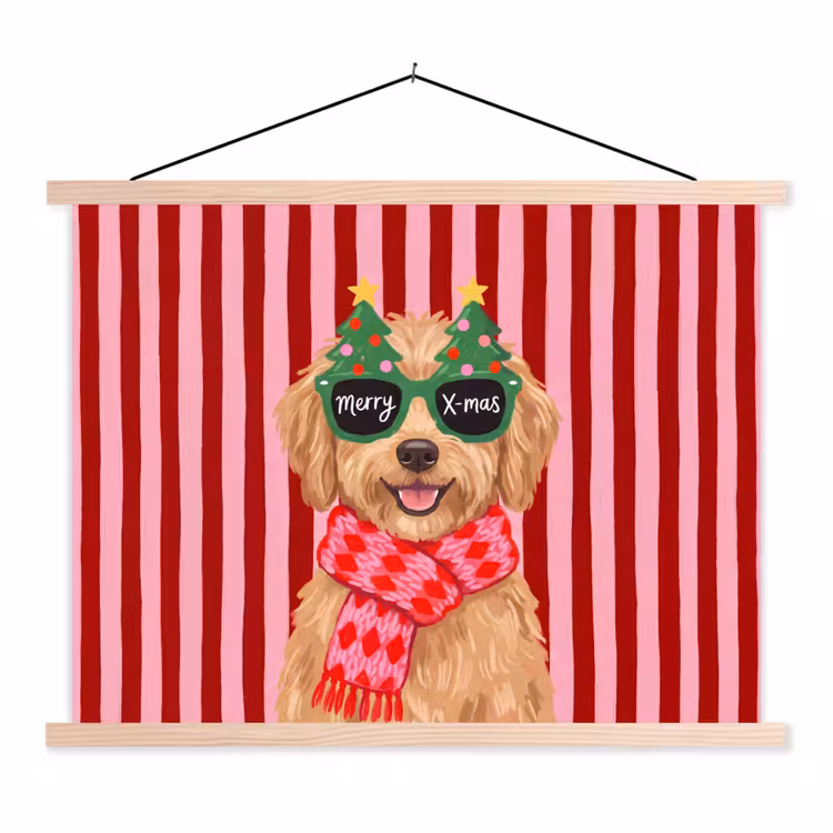 Schoolplaat - Hond - Kerst - Rood — 1
