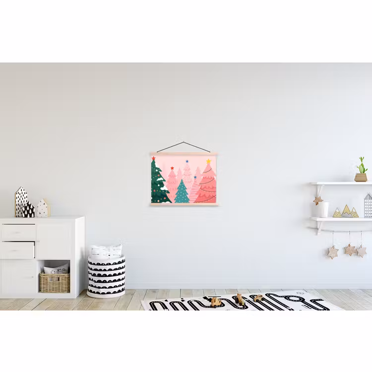 Schoolplaat - Kerstbomen - Illustratie - Roze — 3
