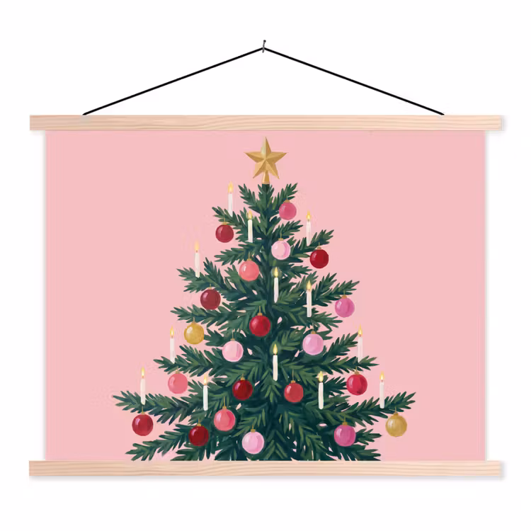 Schoolplaat - Kerstboom - Kerst - Roze — 1