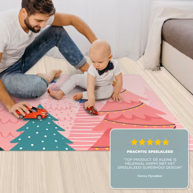 Speelkleed - Kerstbomen - Illustratie - Roze — 5