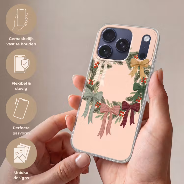 Telefoonhoesje - Kerstkrans - Strikken - Kerst — 4