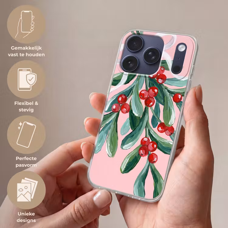 Telefoonhoesje - Plant - Kerst - Roze — 4