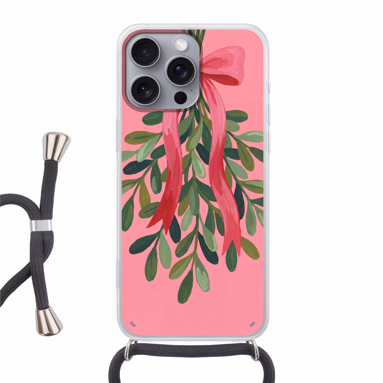 Telefoonhoesje met koord - Plant - Lint - Roze — 1