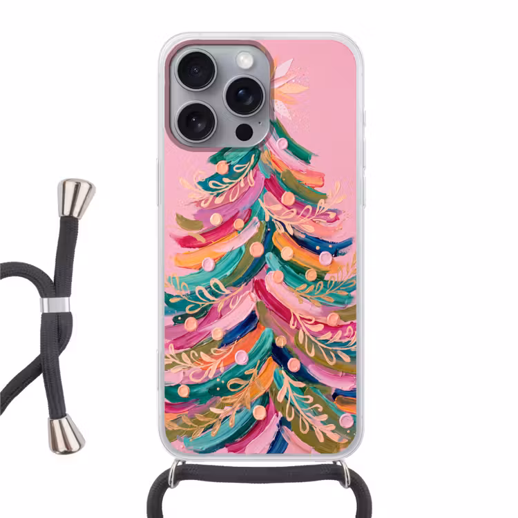 Telefoonhoesje met koord - Kerstboom - Abstract - Kleurrijk — 1
