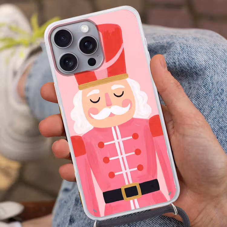 Telefoonhoesje met koord - Notenkraker roze illustratie — 2
