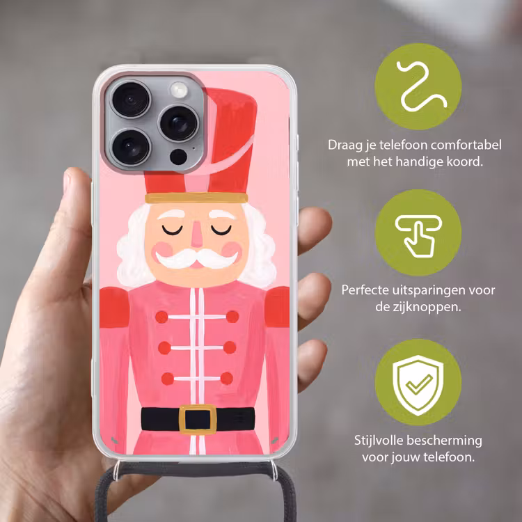 Telefoonhoesje met koord - Notenkraker roze illustratie — 4