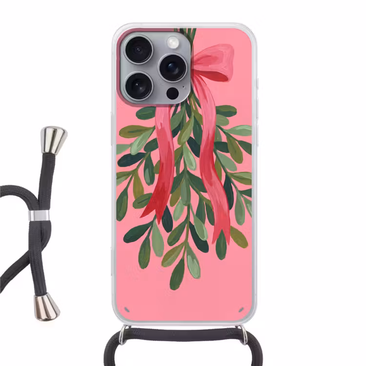 Telefoonhoesje met koord - Plant - Lint - Roze — 1