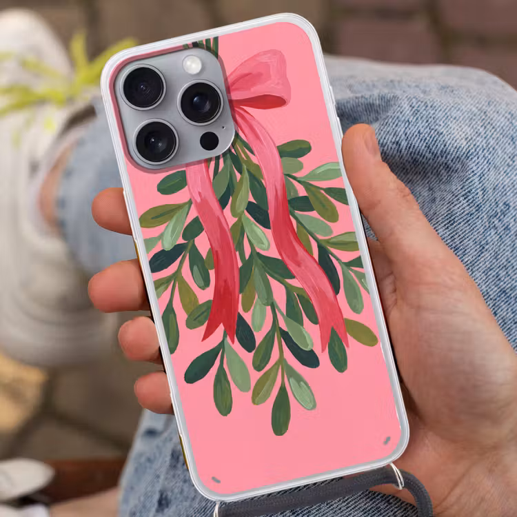 Telefoonhoesje met koord - Plant - Lint - Roze — 2