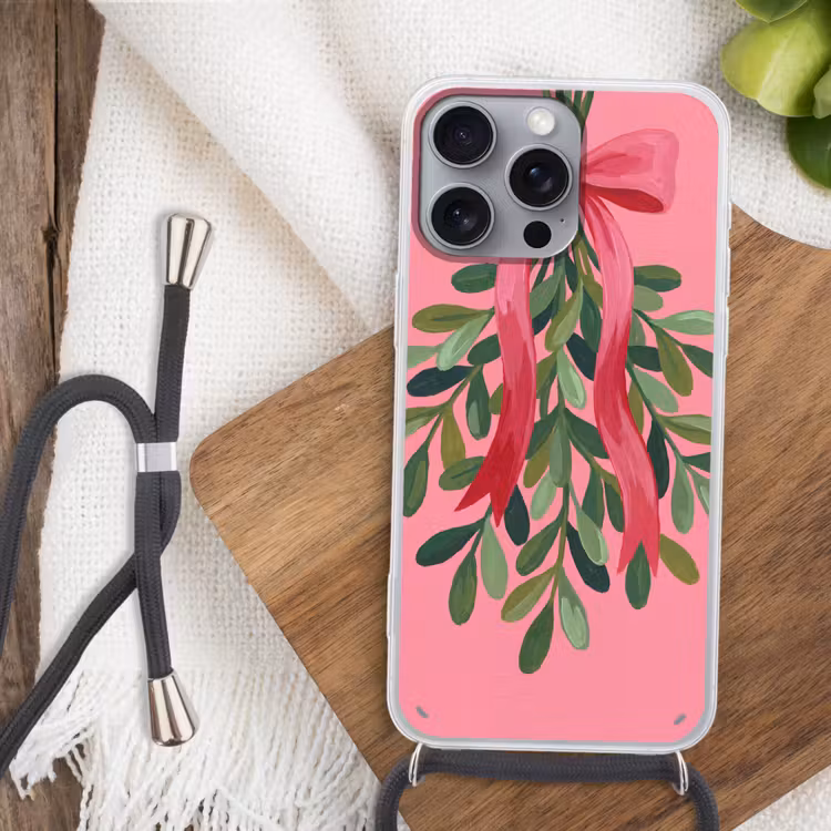 Telefoonhoesje met koord - Plant - Lint - Roze — 3