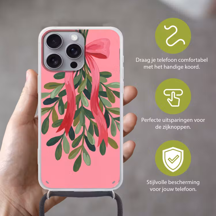 Telefoonhoesje met koord - Plant - Lint - Roze — 4
