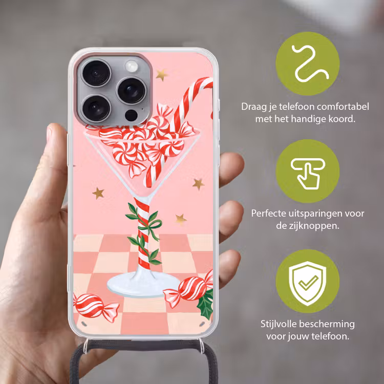 Telefoonhoesje met koord - Snoep - Glas - Roze — 4