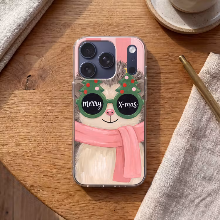 Telefoonhoesje - Egel - Kerst - Illustratie — 2