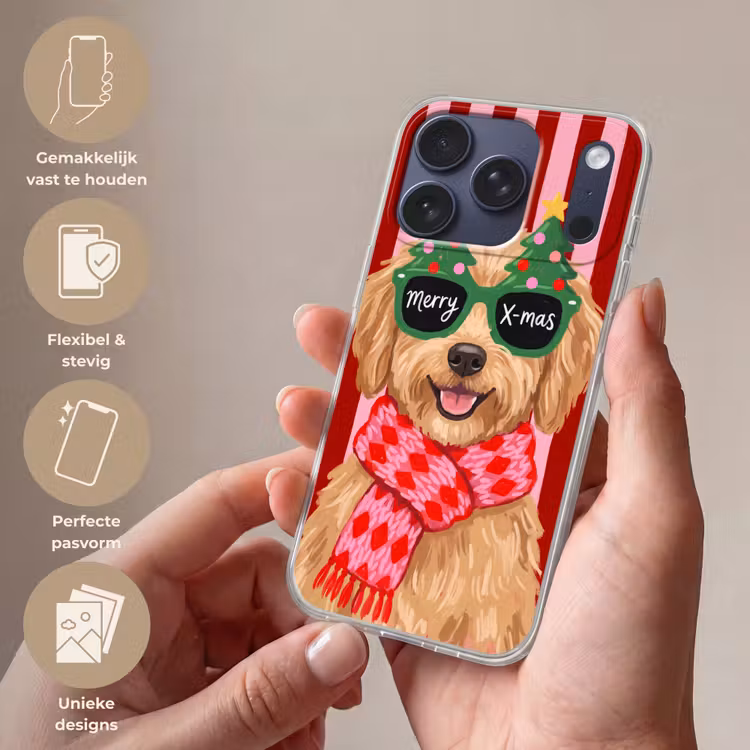 Telefoonhoesje - Hond - Kerst - Rood — 4
