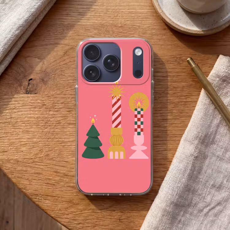 Telefoonhoesje - Kaarsen - Feest - Roze — 2