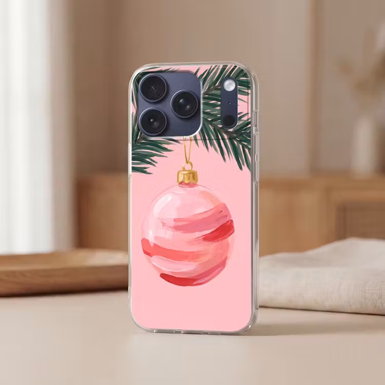 Telefoonhoesje - Kerstbal - Roze - Kerst — 3