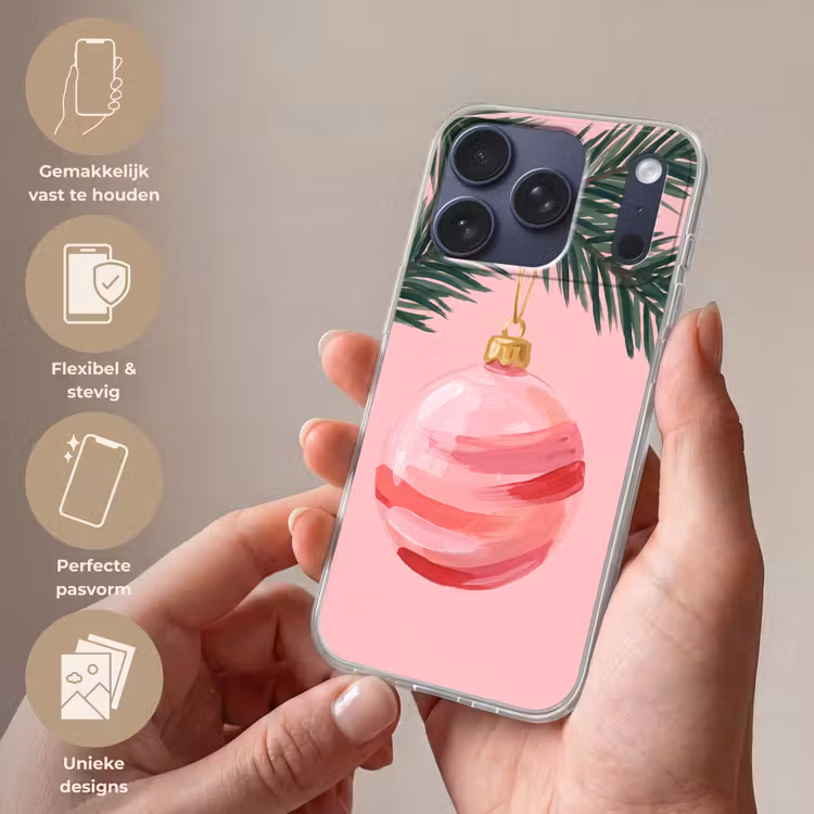 Telefoonhoesje - Kerstbal - Roze - Kerst — 4