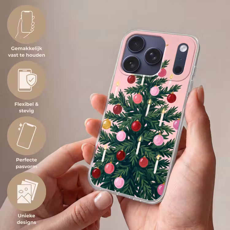 Telefoonhoesje - Kerstboom - Kerst - Roze — 4