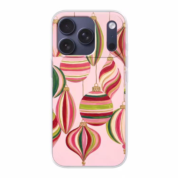 Telefoonhoesje - Kerstversiering - Gestreept - Roze — 1