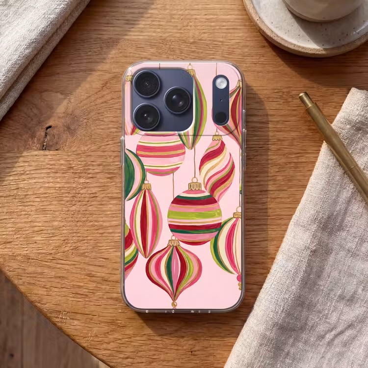 Telefoonhoesje - Kerstversiering - Gestreept - Roze — 2