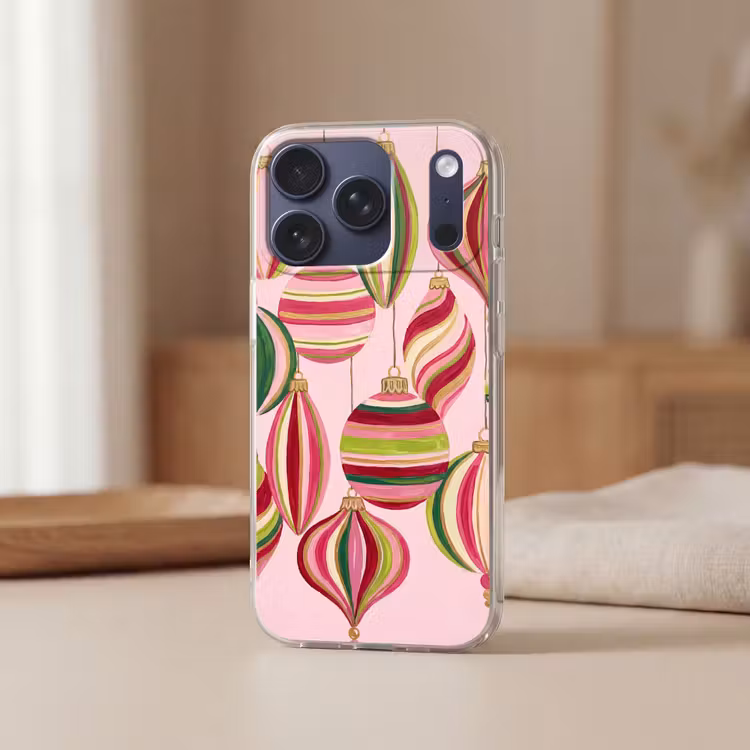 Telefoonhoesje - Kerstversiering - Gestreept - Roze — 3