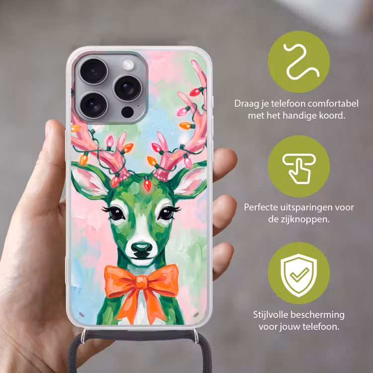Telefoonhoesje met koord - Hert - Kerst - Dieren — 4