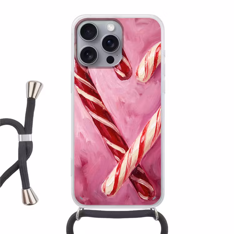 Telefoonhoesje met koord - Snoep - Hart - Roze — 1
