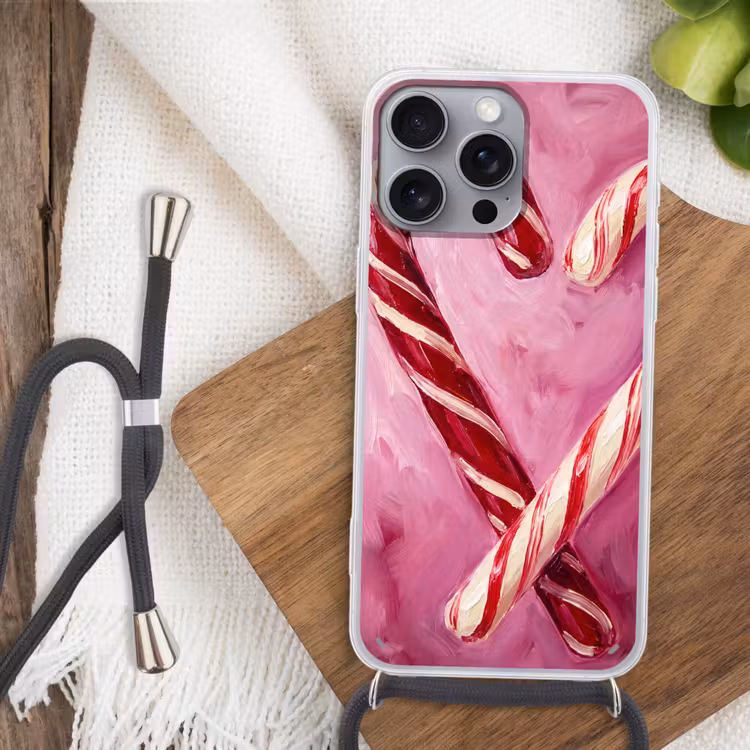 Telefoonhoesje met koord - Snoep - Hart - Roze — 3