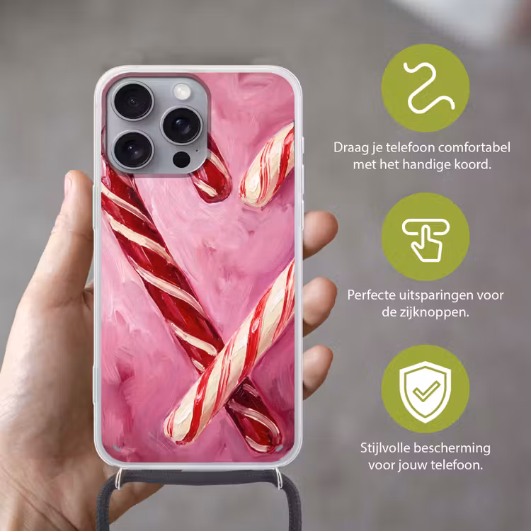Telefoonhoesje met koord - Snoep - Hart - Roze — 4