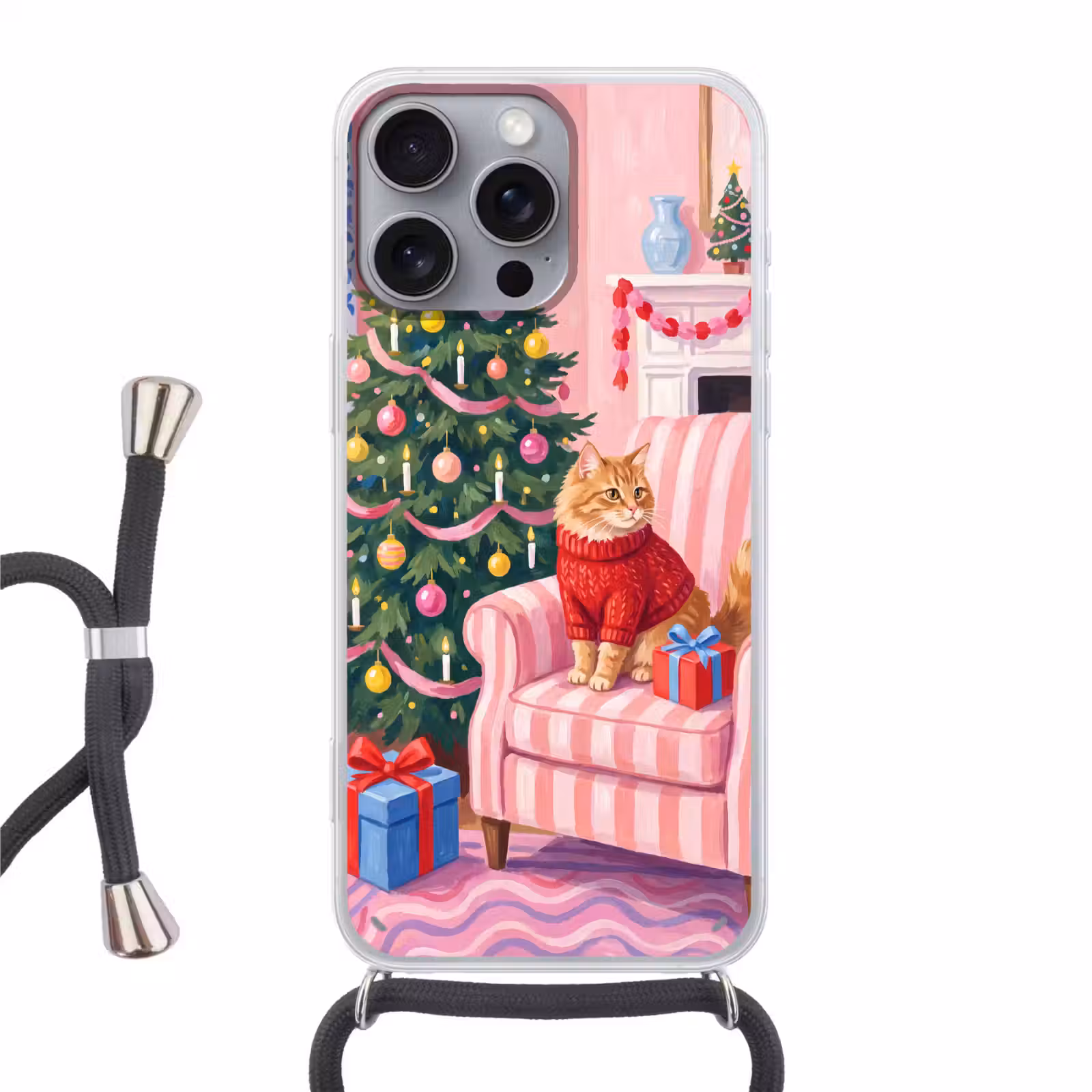 Telefoonhoesje met koord - Kat - Kerst - Interieur — 1