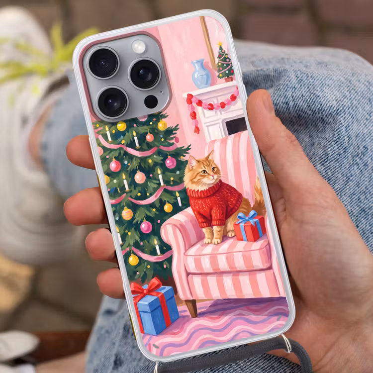 Telefoonhoesje met koord - Kat - Kerst - Interieur — 2