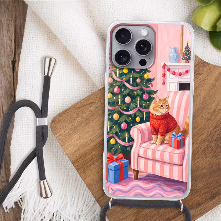 Telefoonhoesje met koord - Kat - Kerst - Interieur — 3