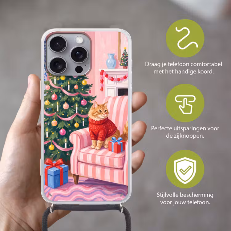 Telefoonhoesje met koord - Kat - Kerst - Interieur — 4