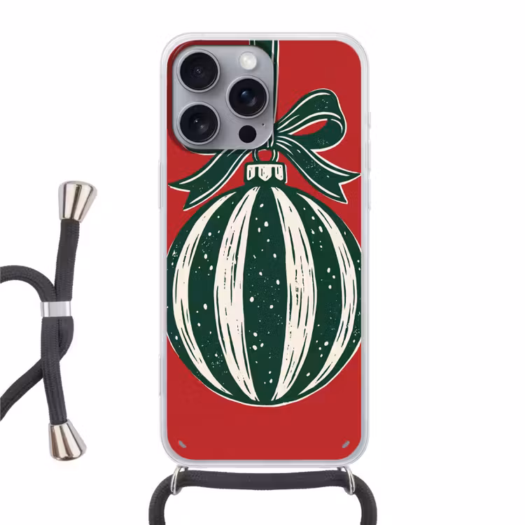 Telefoonhoesje met koord - Kerstbal - Kerst - Rood — 1