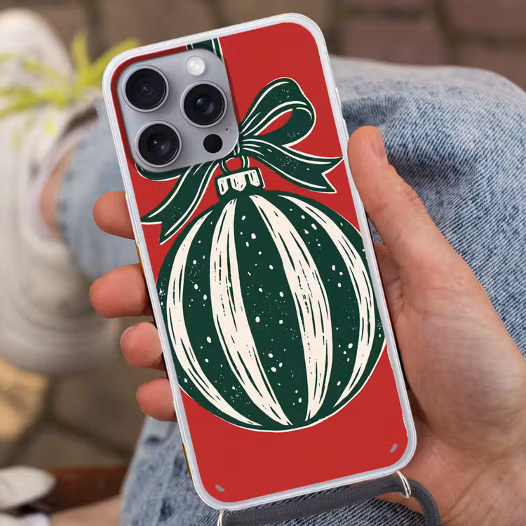 Telefoonhoesje met koord - Kerstbal - Kerst - Rood — 2