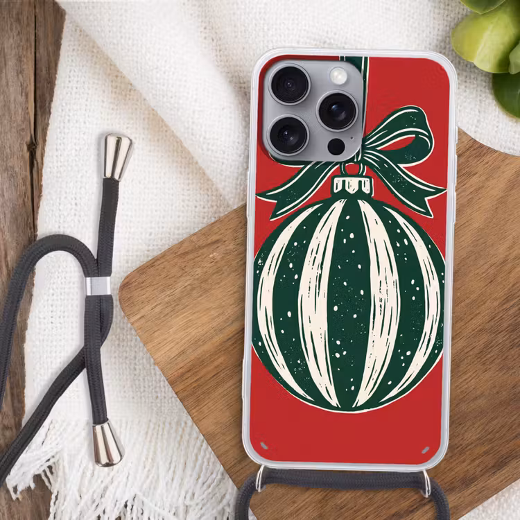 Telefoonhoesje met koord - Kerstbal - Kerst - Rood — 3