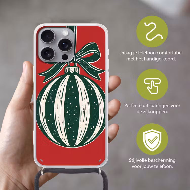 Telefoonhoesje met koord - Kerstbal - Kerst - Rood — 4