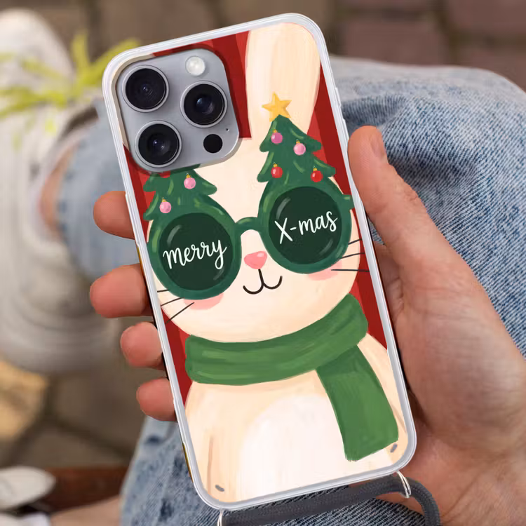 Telefoonhoesje met koord - Konijn - Kerst - Dieren — 2