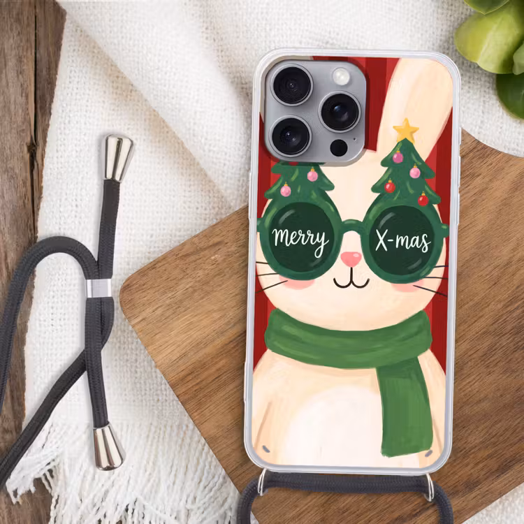 Telefoonhoesje met koord - Konijn - Kerst - Dieren — 3