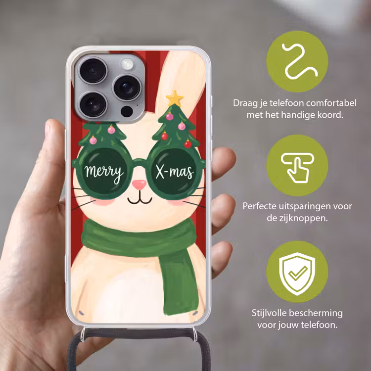 Telefoonhoesje met koord - Konijn - Kerst - Dieren — 4