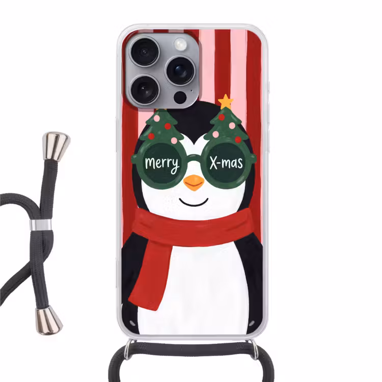 Telefoonhoesje met koord - Pinguïn - Kerst - Illustratie — 1
